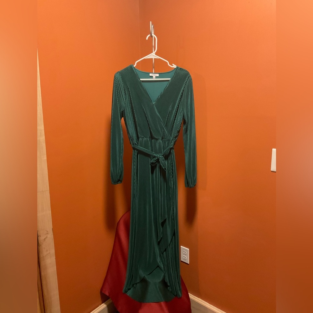 Polagram Green Ribbed Long Sleeve Dress